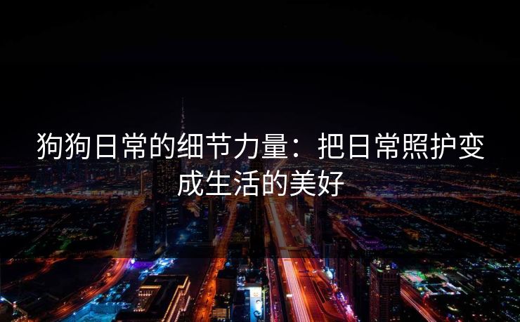 狗狗日常的细节力量：把日常照护变成生活的美好