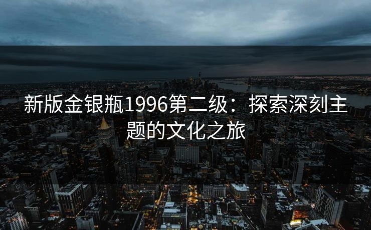 新版金银瓶1996第二级：探索深刻主题的文化之旅