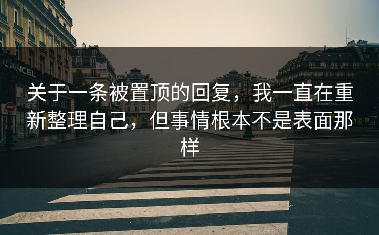 关于一条被置顶的回复，我一直在重新整理自己，但事情根本不是表面那样